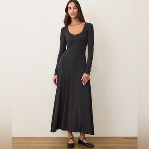 Marine Layer Black Lexi Rib Long Sleeve Maxi Dress